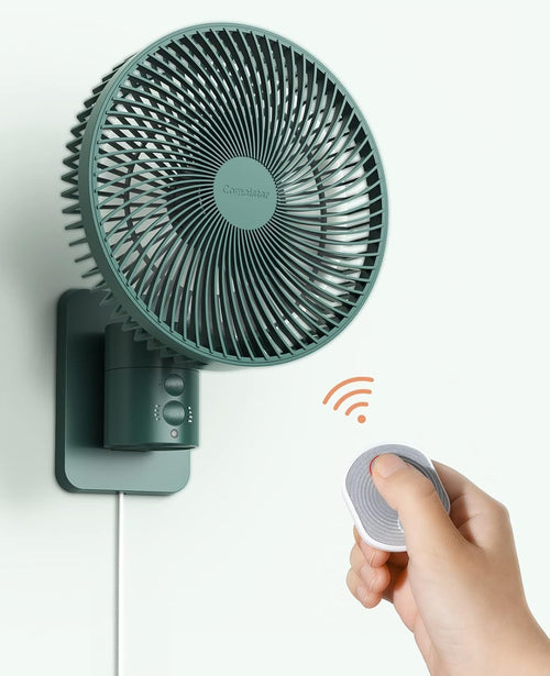 8.5" Wall Mounted Fan – 4-Speed Quiet Air Circulator w/ Remote Control & Timer