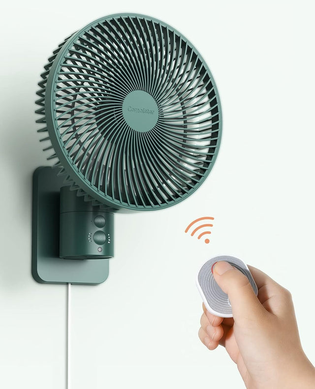8.5" Wall Mounted Fan – 4-Speed Quiet Air Circulator w/ Remote Control & Timer