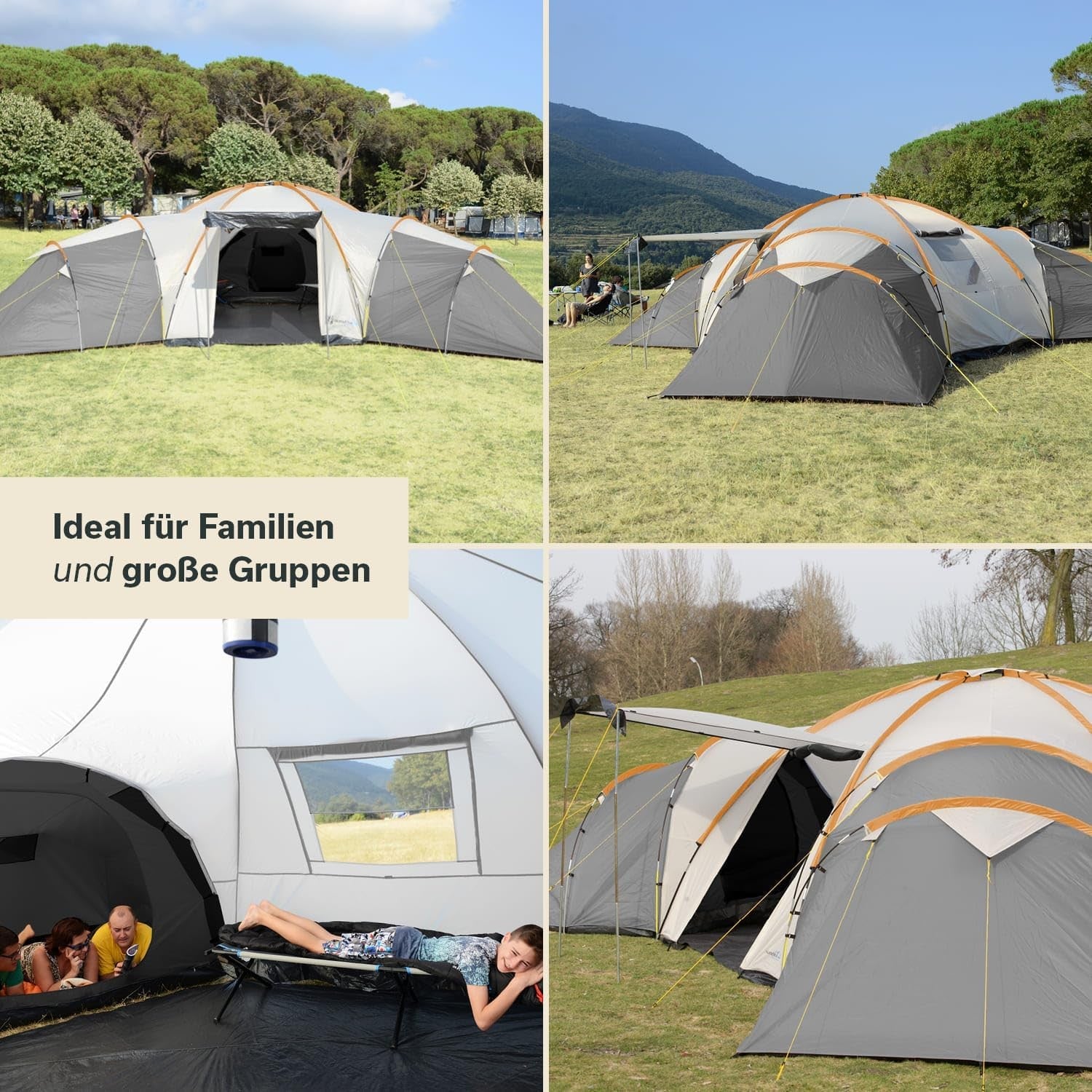 12 Person Family Camping Tent 3 Dark Rooms Sun Canopy