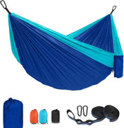 Double Camping Hammock 2-Person 600lb Heavy Duty Portable Outdoor Blue