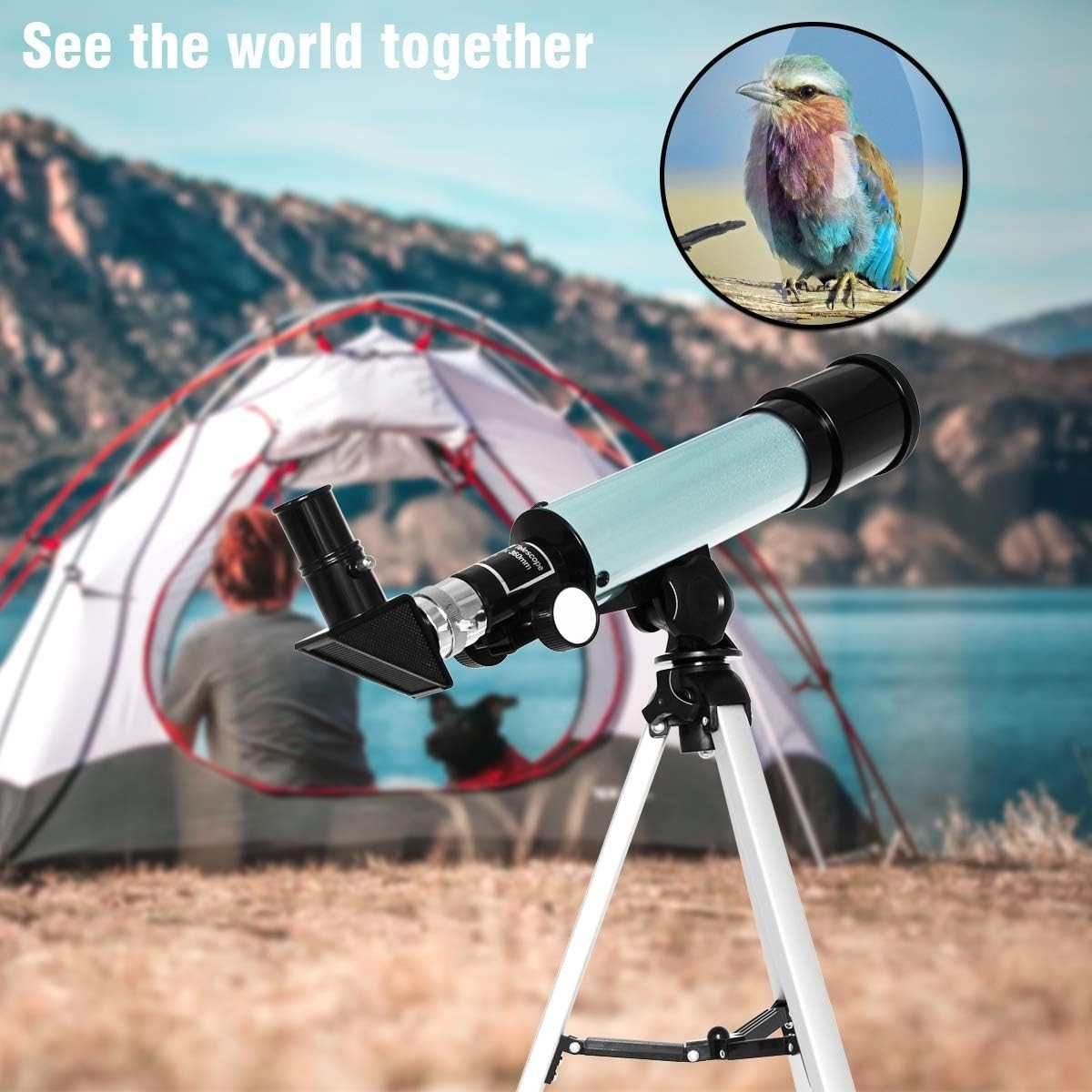 Kids 90X Telescope with Tripod 2 Eyepieces 1.5X Barlow Lens
