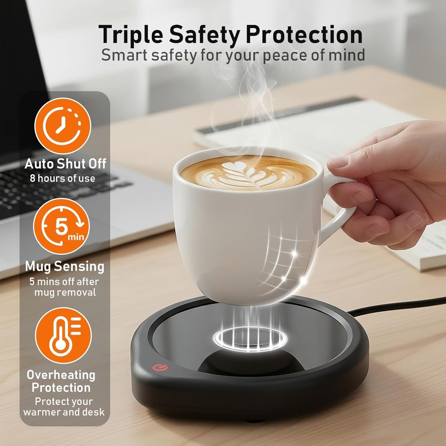 Coffee Mug Warmer Auto Shut Off Smart Desk Cup Heater Plate