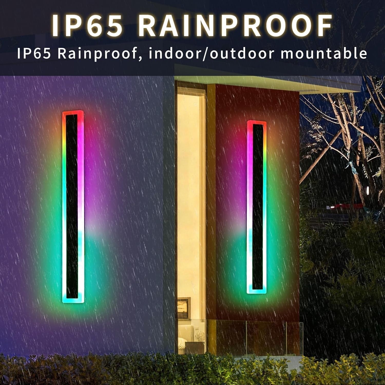 80cm RGB Outdoor Wall Light 7 Color Changing Dimmable Remote Waterproof