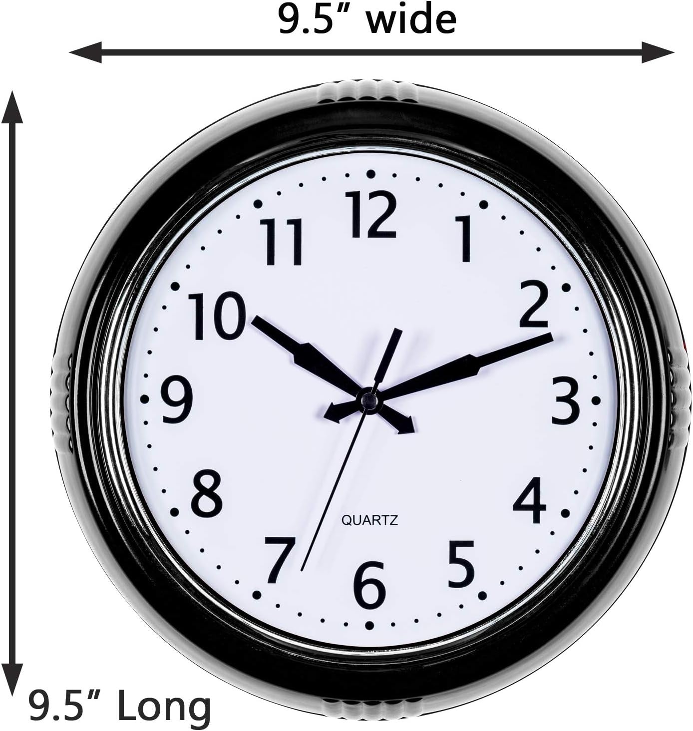 Black Retro Wall Clock 9.5" Silent Non-Ticking Quartz Easy-Read Vintage Home