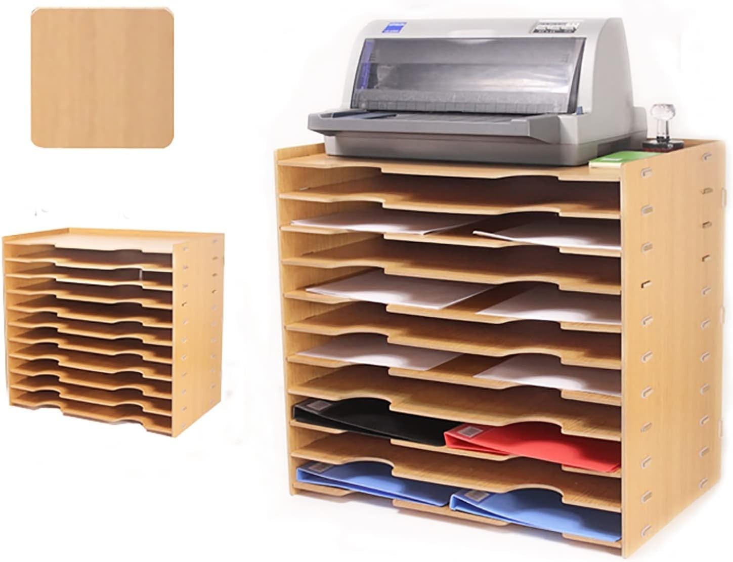 A3 Wooden Desk Tray Organizer | Multi-Layer Paper Rack | Office Desk Storage