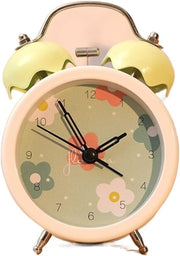 Mini Twin Bell Alarm Clock Loud Heavy Sleepers Silent Retro Bedside Desk