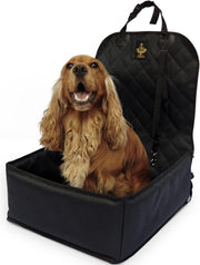 Waterproof Dog Booster Car Seat 2 Safety Belts Travel Bed Black