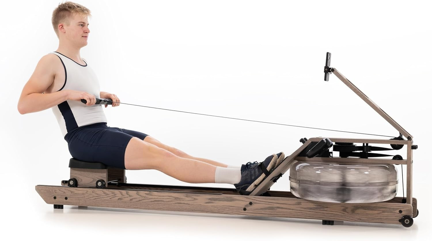 Wood Water Rowing Machine Driftwood Finish Water Resistance Bluetooth Monitor