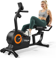 Recumbent Exercise Bike Magnetic 16-Level Quiet LCD Pulse Adjustable Seat Home