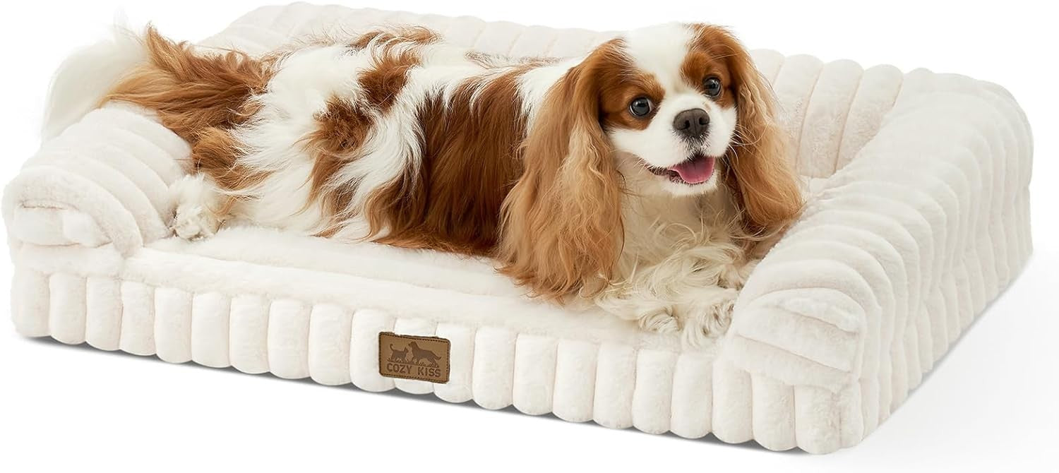 Orthopedic Dog Sofa Bed 76x50cm Washable Waterproof Cream
