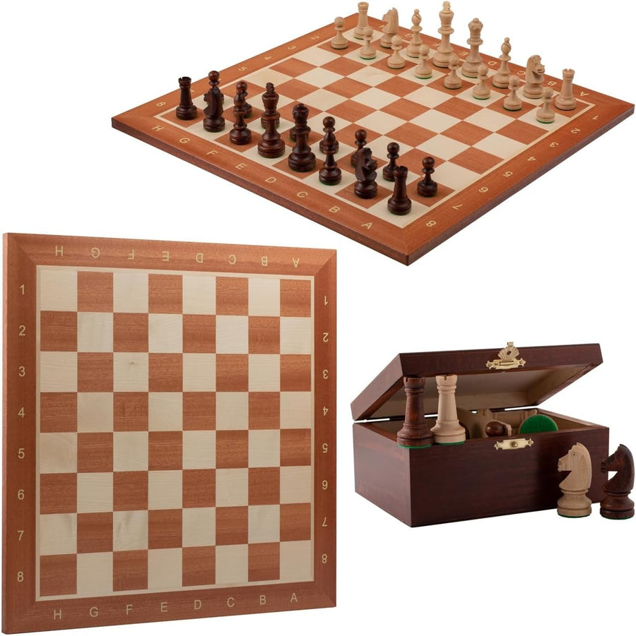 40cm Tournament Wooden Chess Set | Weighted Staunton Pieces | Luxury Inlaid Boar