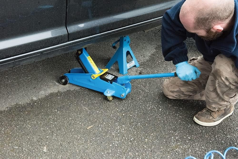 2 Ton Hydraulic Trolley Jack 135–335mm Quick Lift Heavy Duty Steel Blue