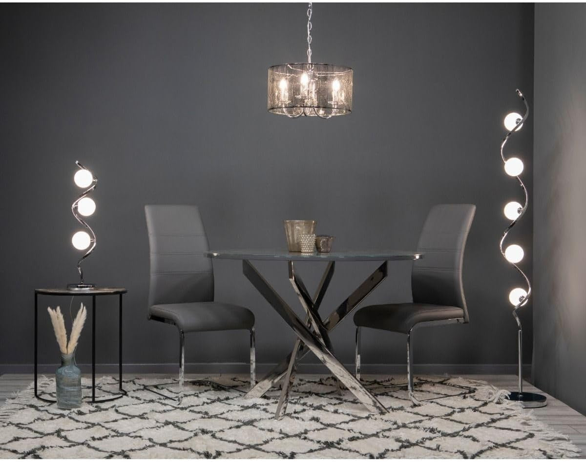 Modern 3-Light Chrome Table Lamp with Matte Opal Glass Spheres 65cm