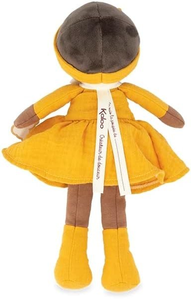 25cm Soft Fabric Rag Doll Yellow Dress Personalised Ribbon Newborn Gift Box