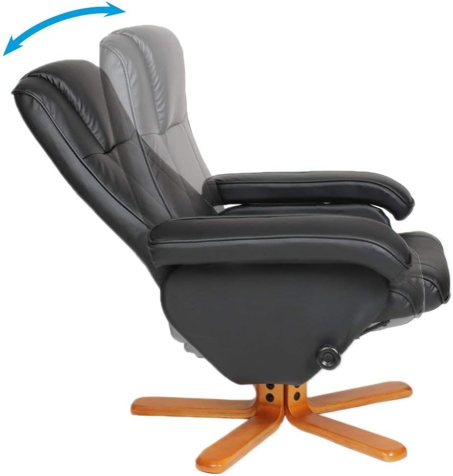 Recliner Armchair w/ Footstool Faux Leather Swivel Lounge Chair Black