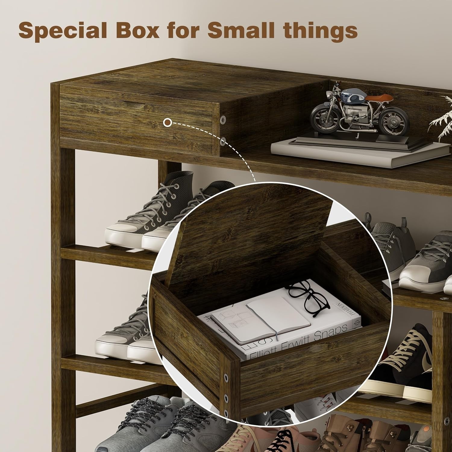 6 Tier Bamboo Shoe Rack Storage Shelf – Tall Tea Brown Entryway Unit
