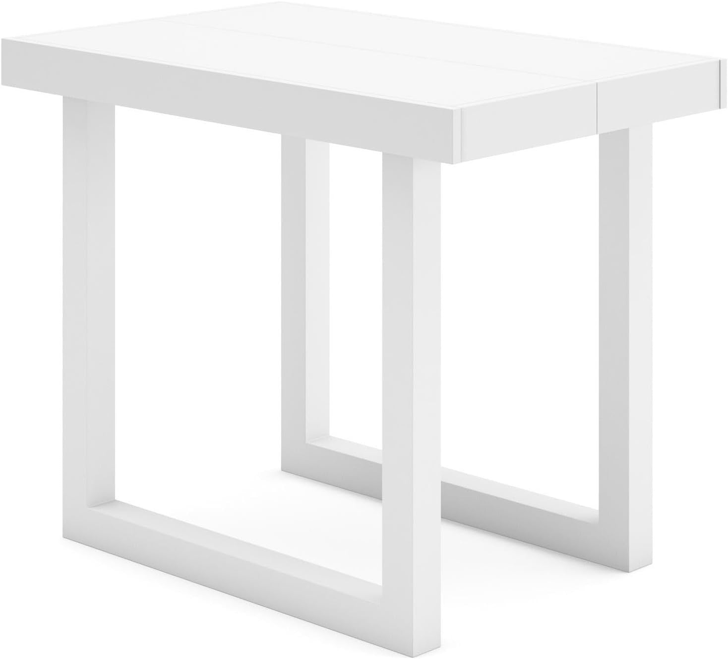 Extendable Folding Dining Table for 8, White Wood, Solid Legs, Modern