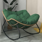 Outdoor Papasan Rocking Chair Cushioned Oversized Rattan Egg Lounge