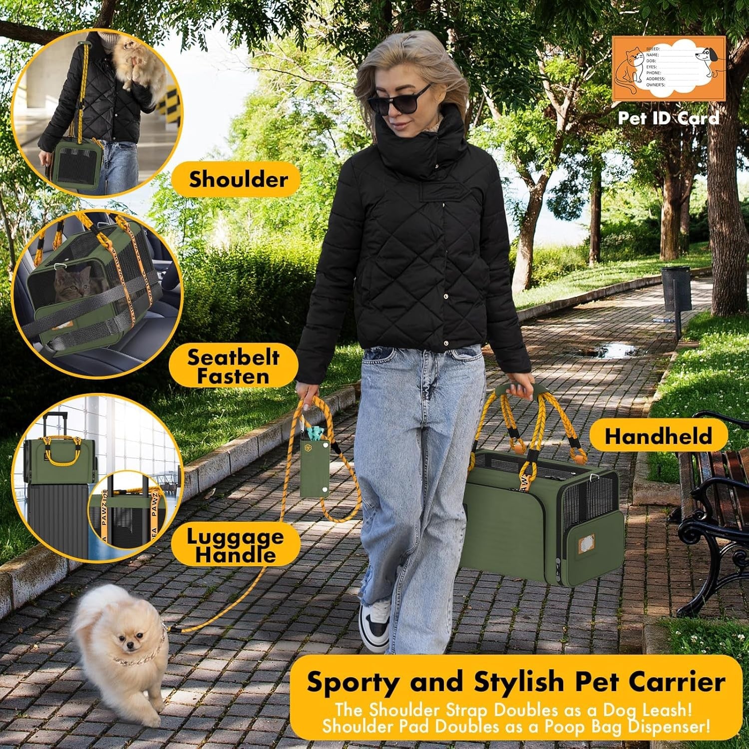 Double Pet Stroller 2 Detachable Carriers Foldable Dog Travel Pushchair