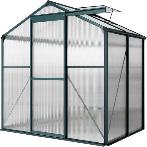 4x6FT Polycarbonate Walk-In Greenhouse | Large Metal Frame Garden Growhouse