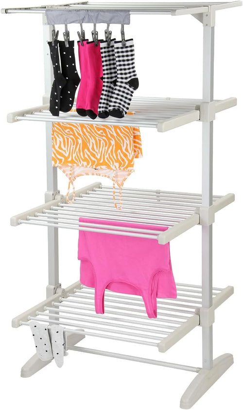 4 Tier Heated Clothes Airer Electric Indoor Drying Rack 36 Rails Timer 330W