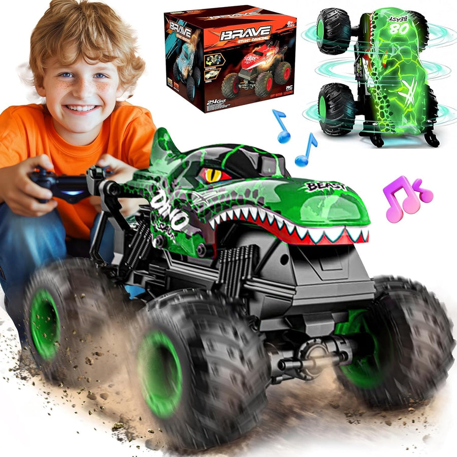 1:20 RC Monster Truck for Kids 3+ – 360° Spin, Drift, LED Lights & Music Toy