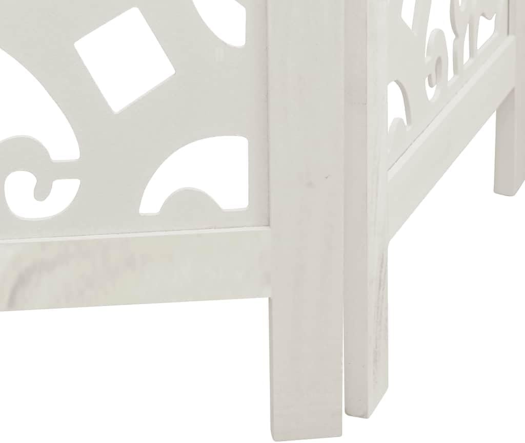 6 Panel White Wood Room Divider 210x215cm Folding Privacy Screen for Bedroom
