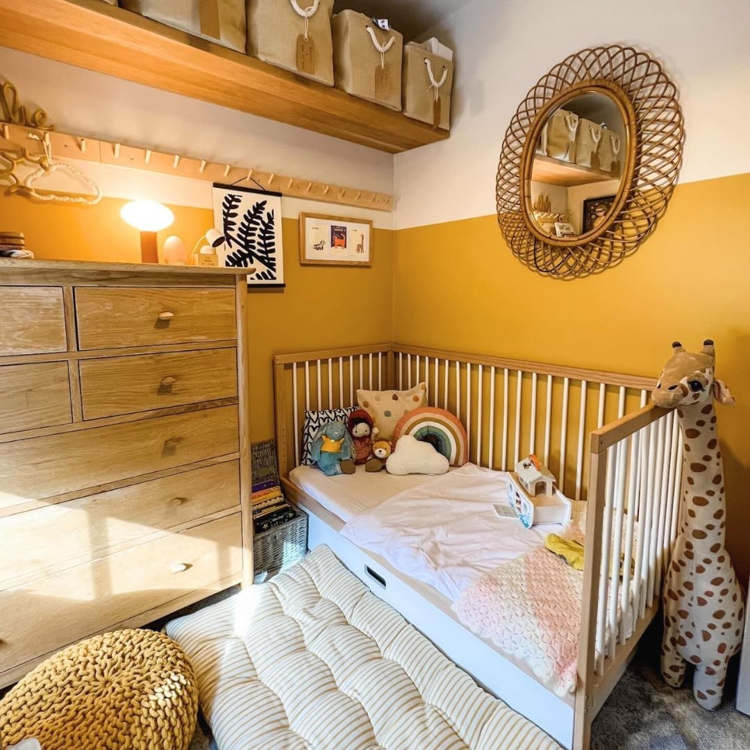 Space Saving Baby Wooden Cot Bed Adjustable Height Toddler Bed White Beech