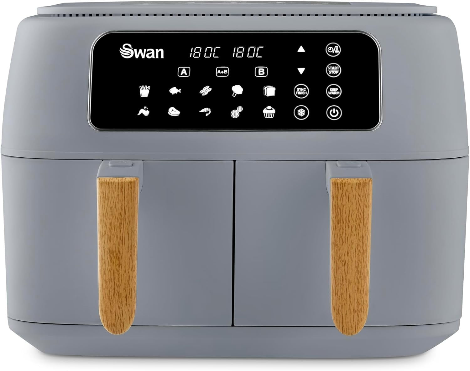 Dual Zone Air Fryer 8L | 13 Presets Fast Healthy Cooking Cyclone Tech Grey