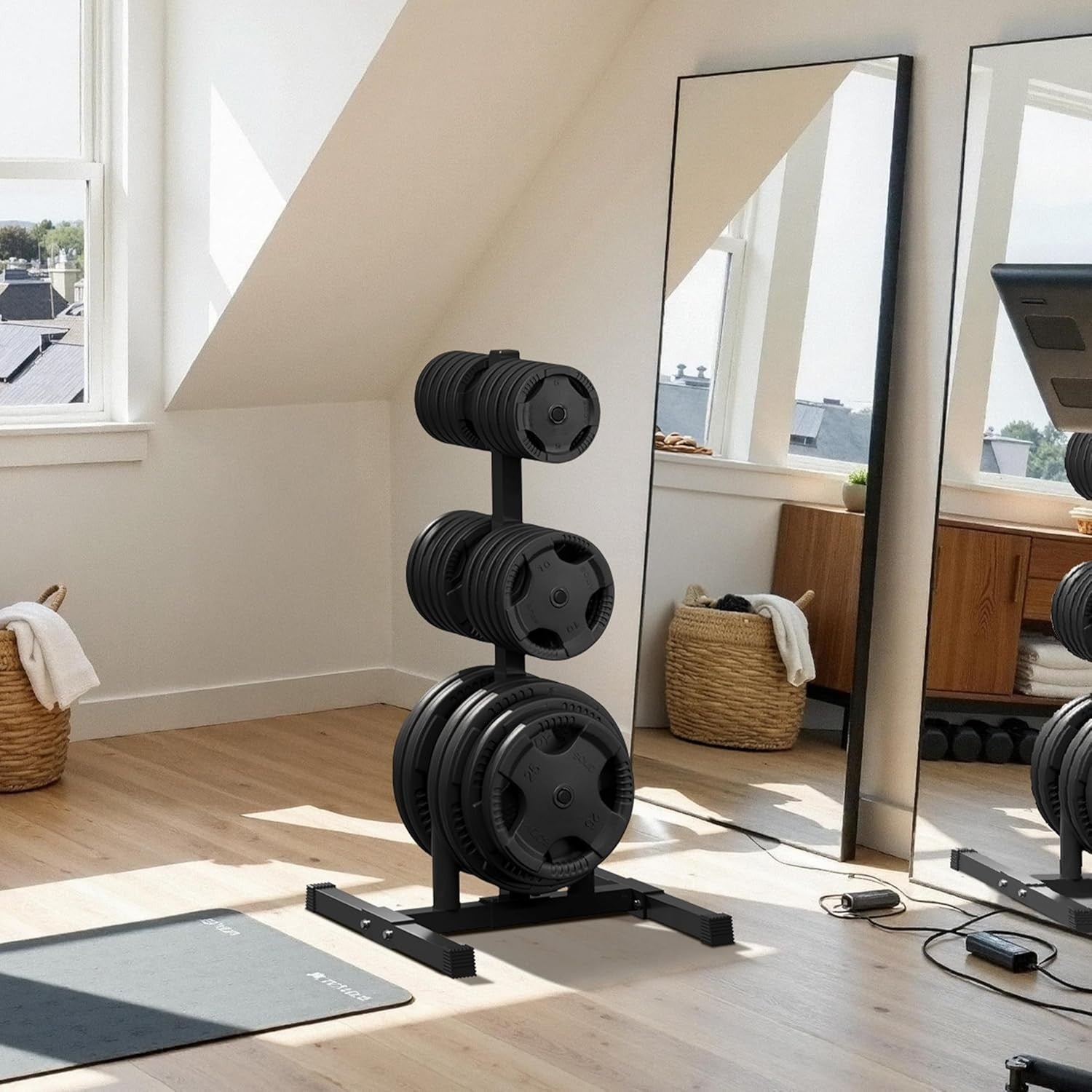 Vertical Weight Plate & Barbell Rack – Home Gym Storage Heavy Duty 400kg