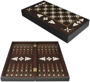 Luxury Wooden Backgammon Chess Set Folding Pearl Inlay Large Board Game