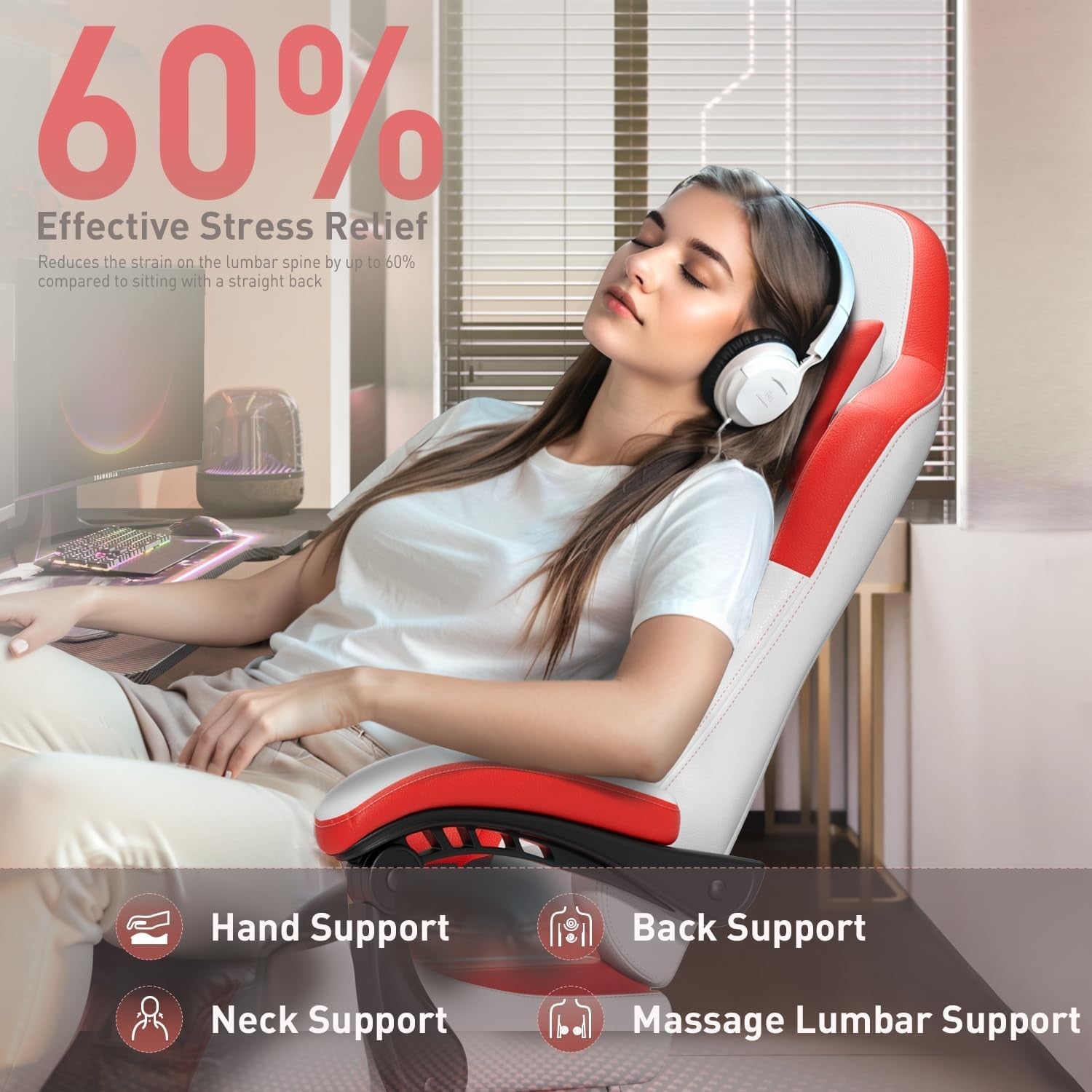 Massage Gaming Chair Recliner w/ Footrest Ergonomic Lumbar