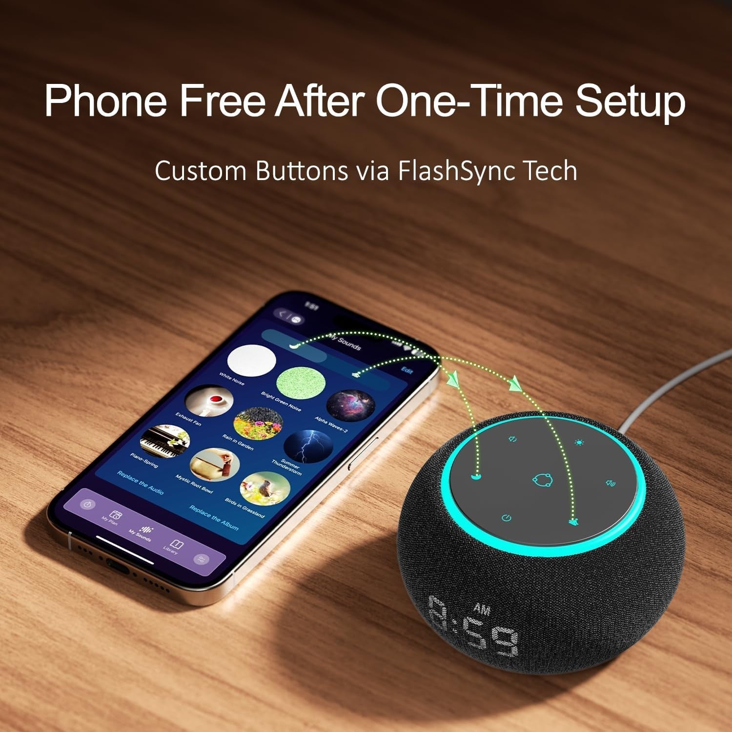 Dual-Stage Alarm Clock & 507 Sound White Noise Machine for Sleep