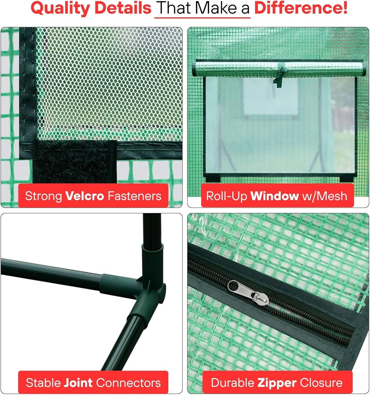 Walk-In Garden Greenhouse Tent with UV Cover Steel Frame & Zip Door 200x169cm