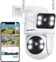 Dual Lens PoE Security Camera Outdoor PTZ Auto Tracking Night Vision
