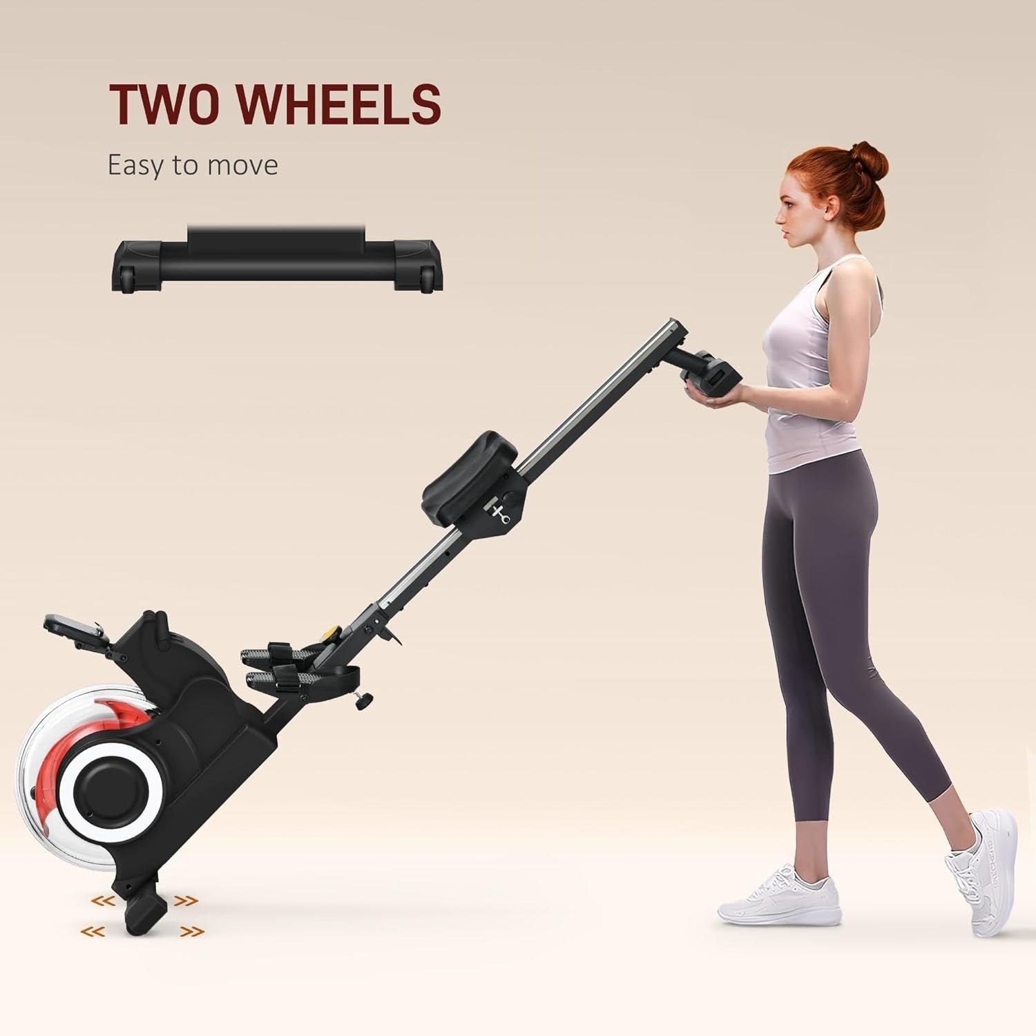 Foldable Water Rowing Machine 6-Level Resistance LCD Rower Home Gym 120KG