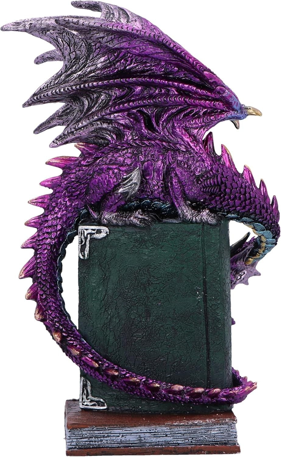Purple Dragon Figurine 24cm on Spell Books | Hand-Painted Resin Mythical
