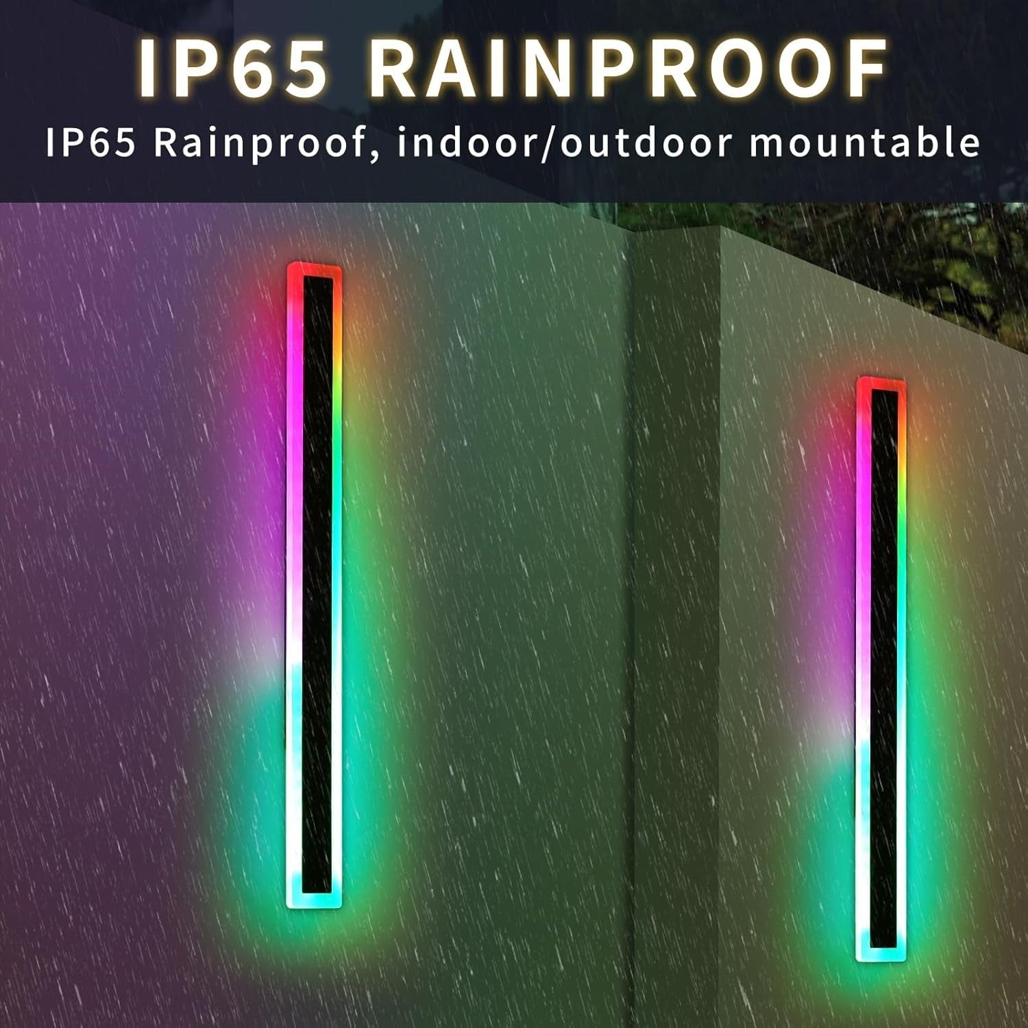 RGB Outdoor Vertical Wall Lights 2Pack 100CM LED Color Changing Dimmable