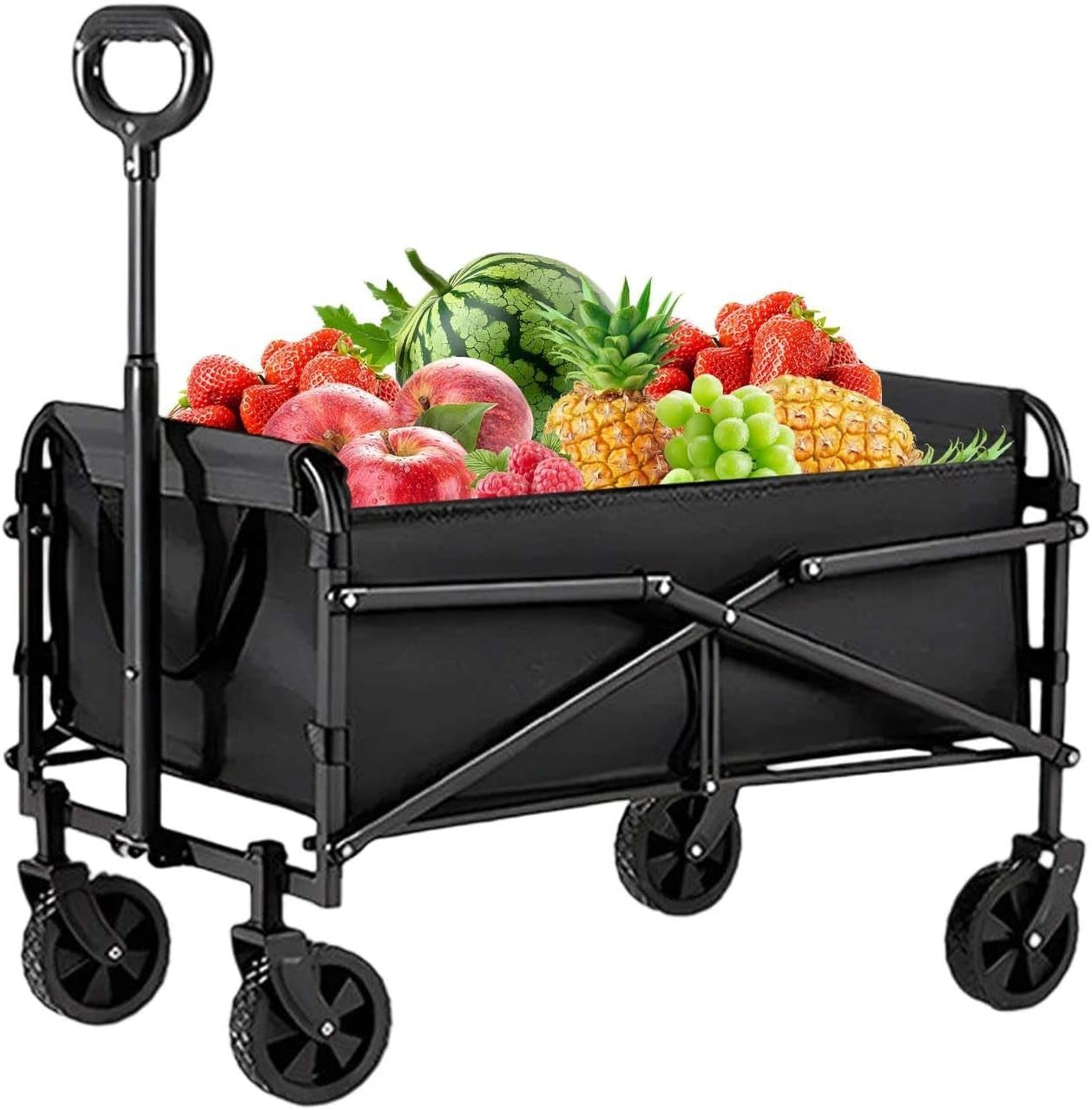 Foldable Heavy Duty Festival Trolley Wagon Outdoor Garden Camping Cart Black