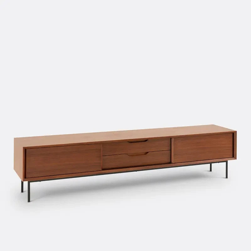 Modern Walnut TV Unit 200cm | Media Console Cabinet | Up to 75” Screen