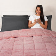 Teddy Fleece Weighted Blanket Blush Pink 8kg 150x200cm Calming Comfort