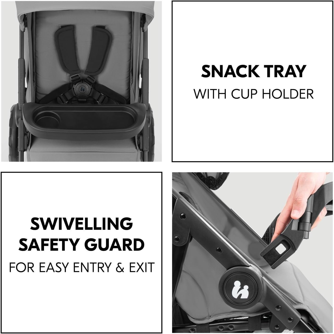 3in1 Travel System Pushchair Pram Car Seat Set Lightweight Reclining Grey