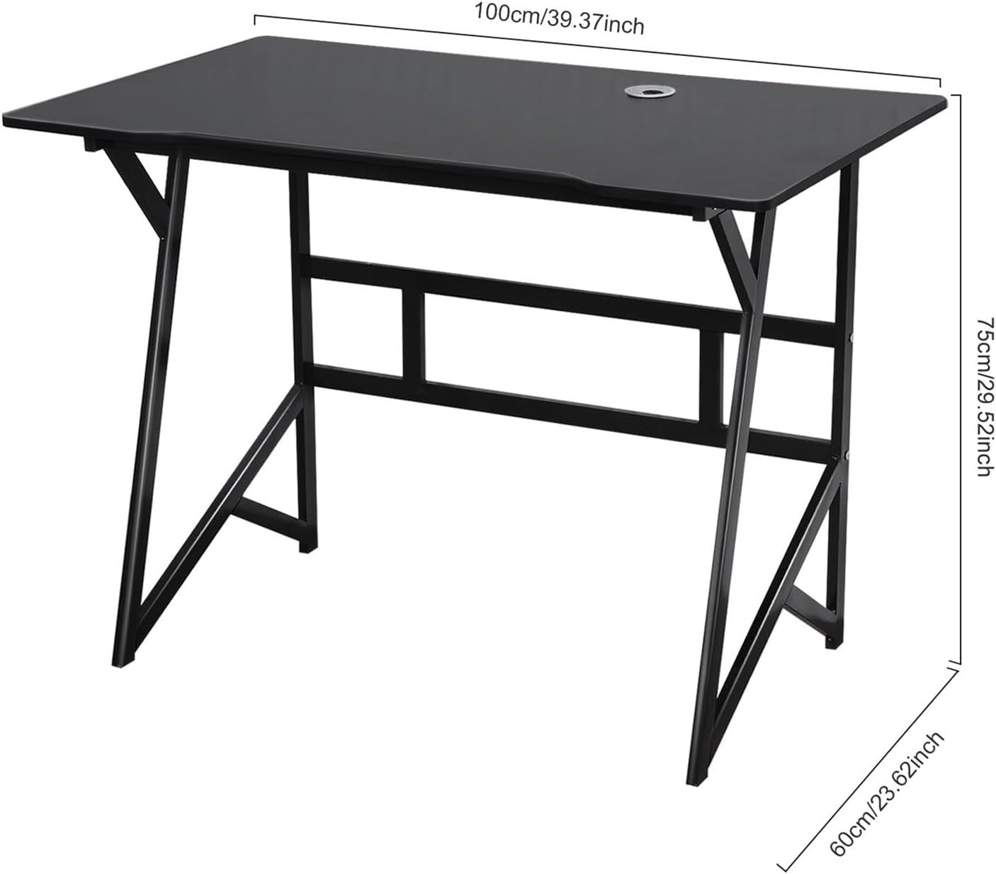 Gaming Desk 140cm Metal Frame Ergonomic Computer Table for Home Office