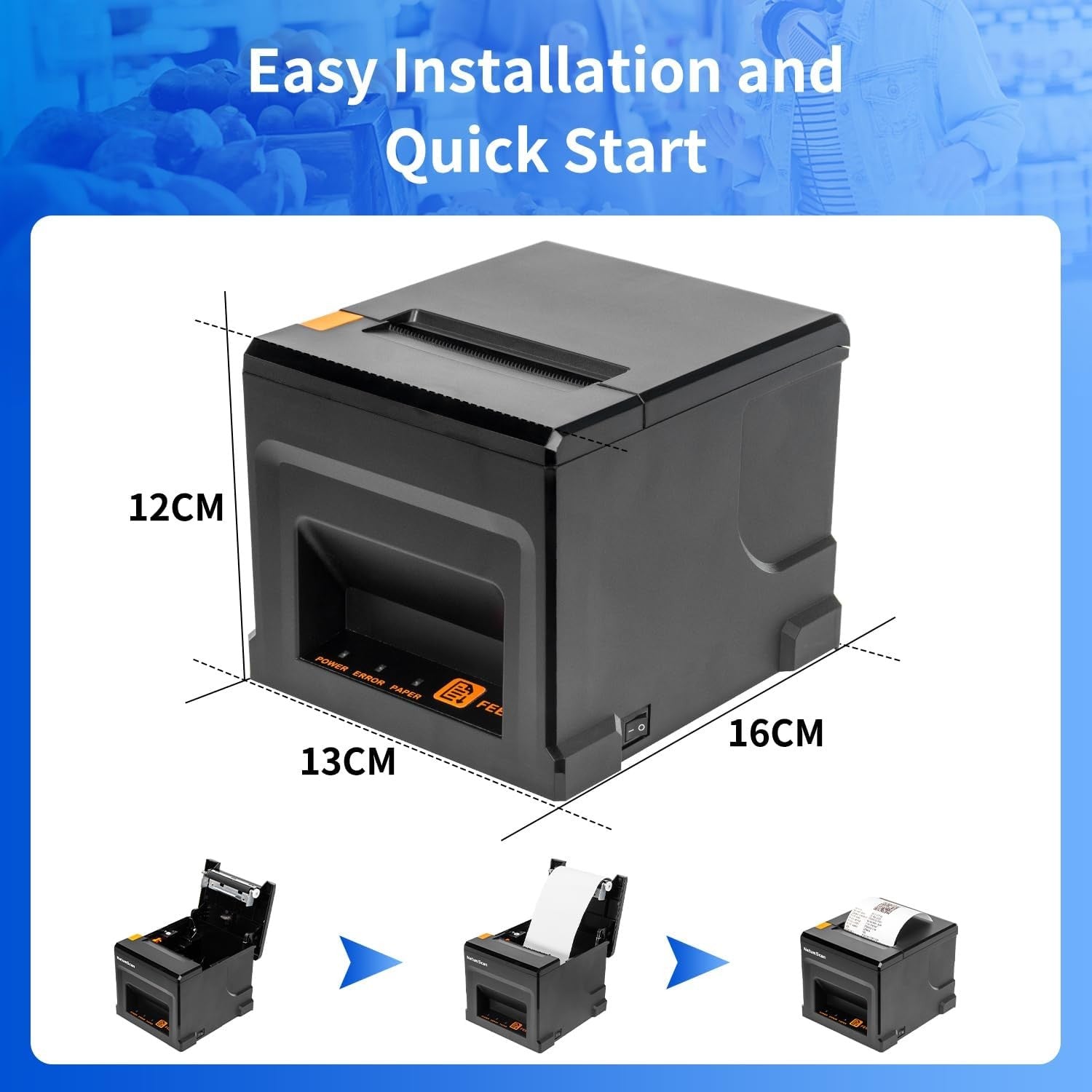 80 mm Thermal POS Receipt Printer USB & Ethernet Auto Cutter High‑Speed