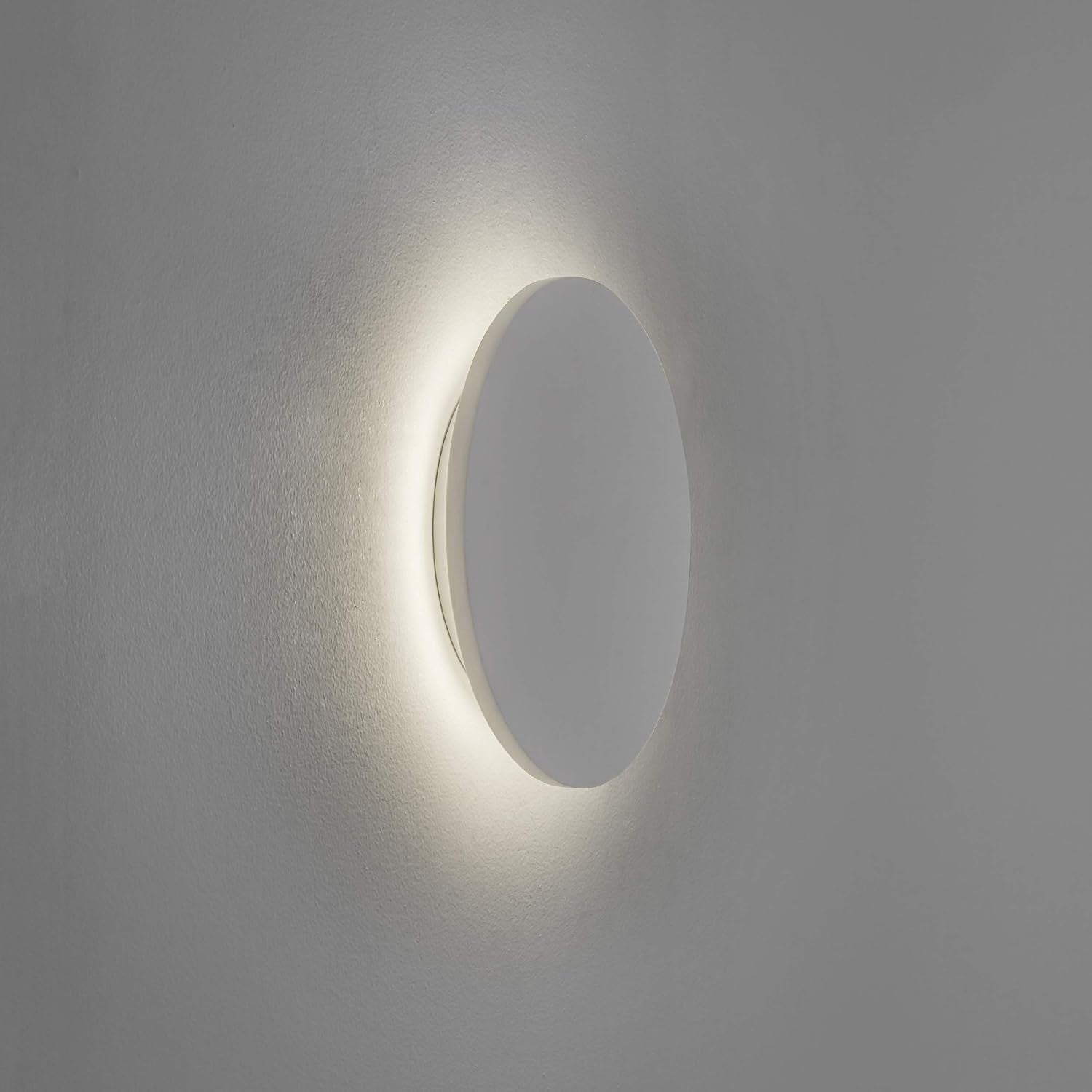Round Indoor LED Wall Light 3000K Warm Glow Plaster Finish 250mm