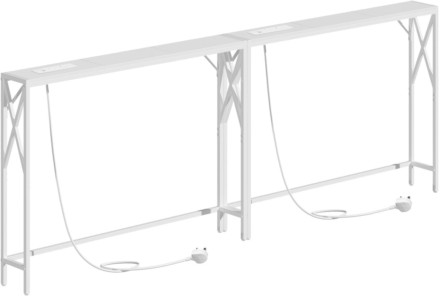 2x Slim Console Tables with USB Charging – 100cm Entryway or Sofa Table