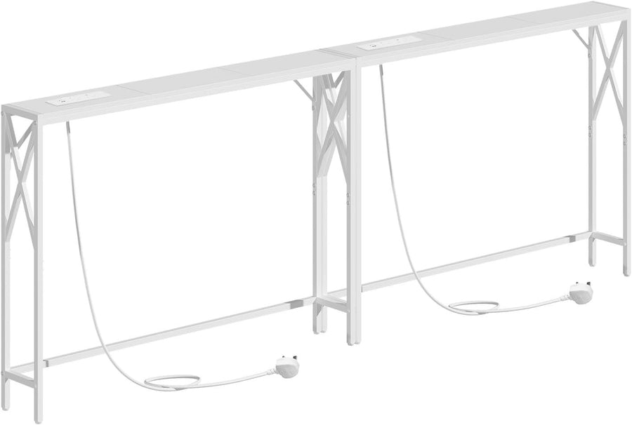 2x Slim Console Tables with USB Charging – 100cm Entryway or Sofa Table