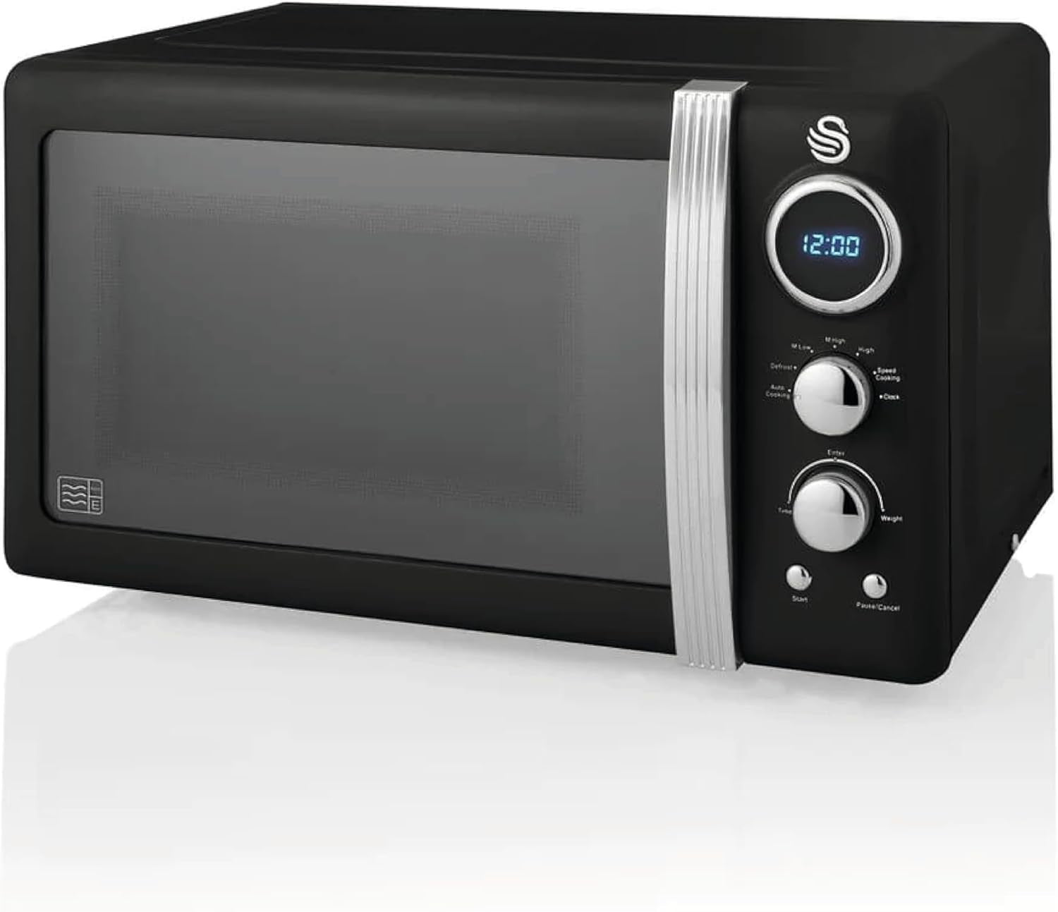 Black 20L Digital Microwave 800W 6 Power Levels LED Display
