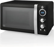 Black 20L Digital Microwave 800W 6 Power Levels LED Display