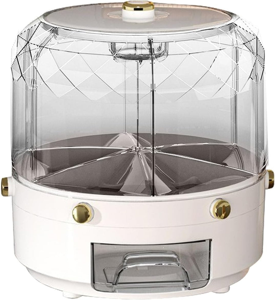 360° Rotating Rice Dispenser 6 Grid Grain Storage Container 25cm